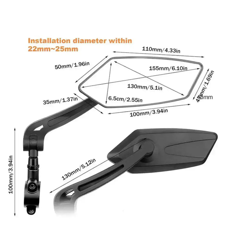 Habicare SS Rotatable Bicycle Handlebar Mirror Rotatable Bicycle Handlebar Mirror