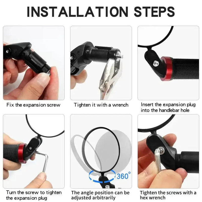 Habicare SS Rotating Bicycle Rearview Mirror (1pc & 2pcs) Rotating Bicycle Rearview Mirror (1pc & 2pcs)