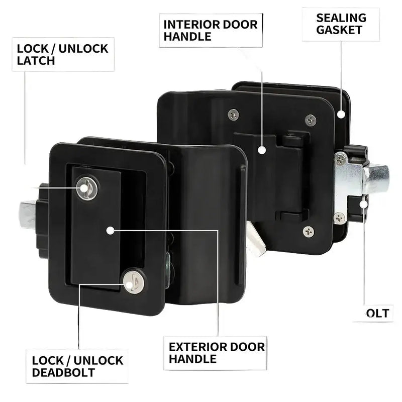 RV / Caravan Entry Door Lock with Deadbolt & Replacement Handle – view 3