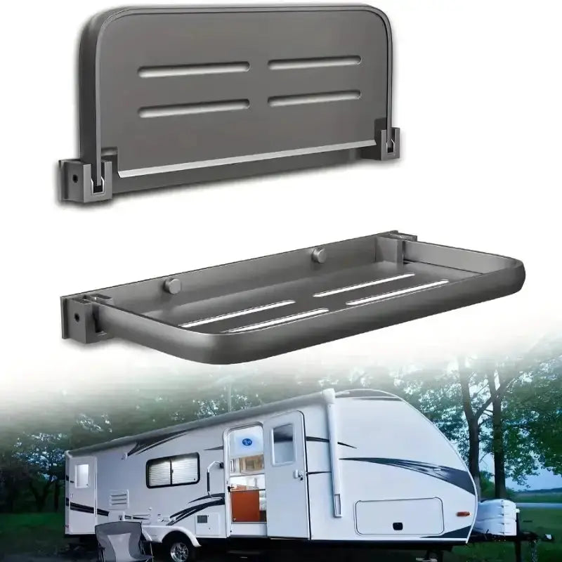 Habicare SS RV Wall-Mount Foldable Aluminum Storage Shelves RV Wall-Mount Foldable Aluminum Storage Shelves