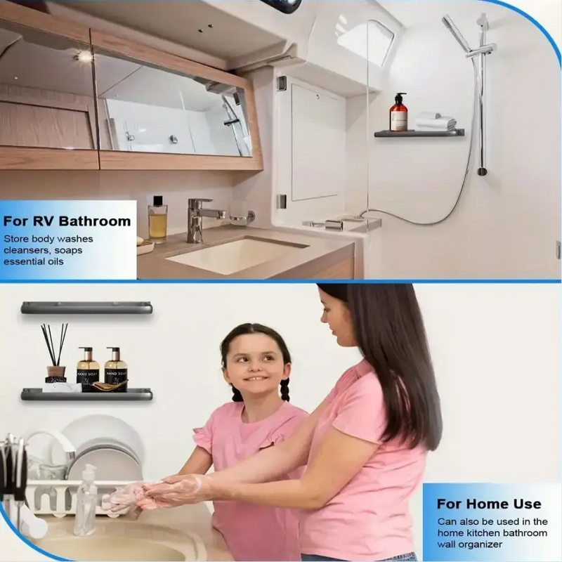 Habicare SS RV Wall-Mount Foldable Aluminum Storage Shelves RV Wall-Mount Foldable Aluminum Storage Shelves