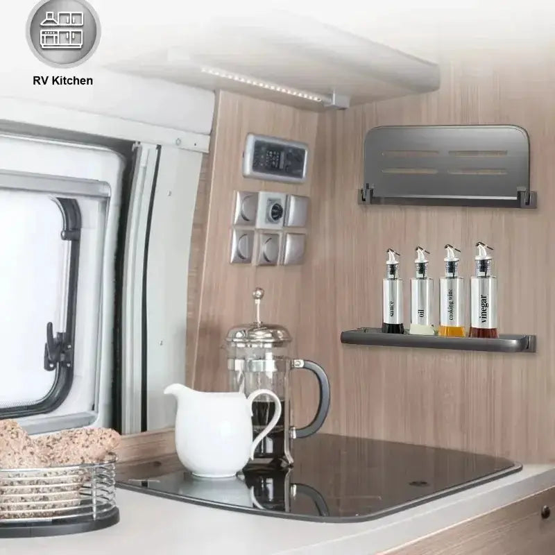 Habicare SS RV Wall-Mount Foldable Aluminum Storage Shelves RV Wall-Mount Foldable Aluminum Storage Shelves