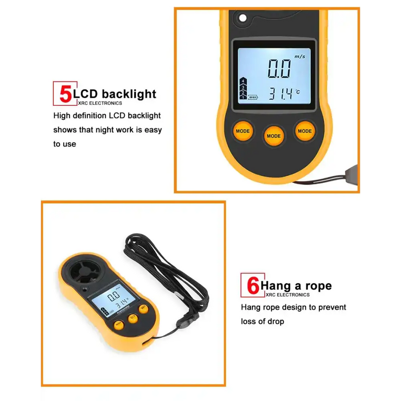Habicare HBC Portable Anemometer Habicare Digital Anemometer Wind Speed Meter
