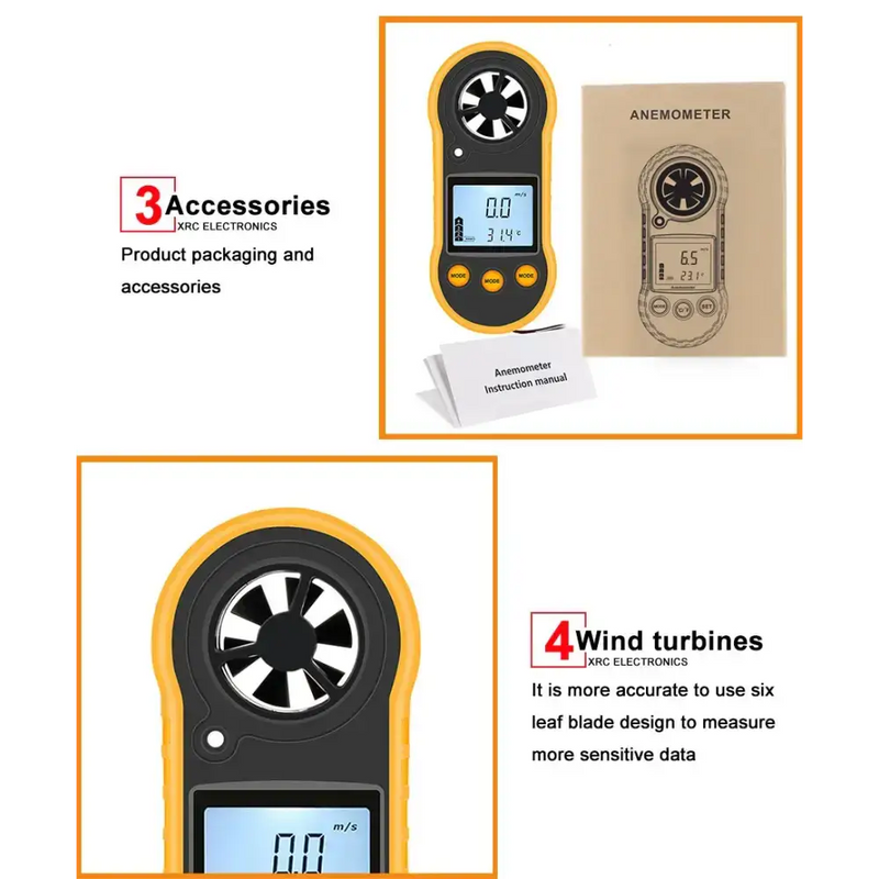 Habicare HBC Portable Anemometer Habicare Digital Anemometer Wind Speed Meter