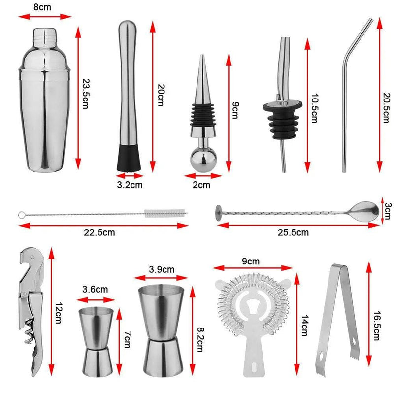 Twenty Piece Stainless Steel Cocktail Shaker Set With Bar Tools 750 Milliliters – view 3