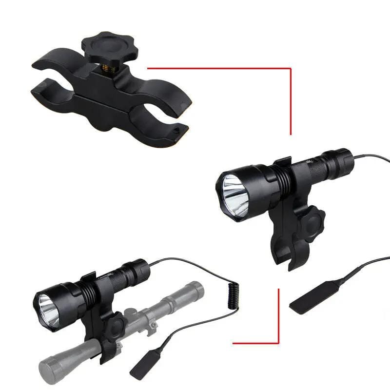 Tactical Green Flashlight Hunting Torch Light Camping Lamp Scope Gun Mount – view 4