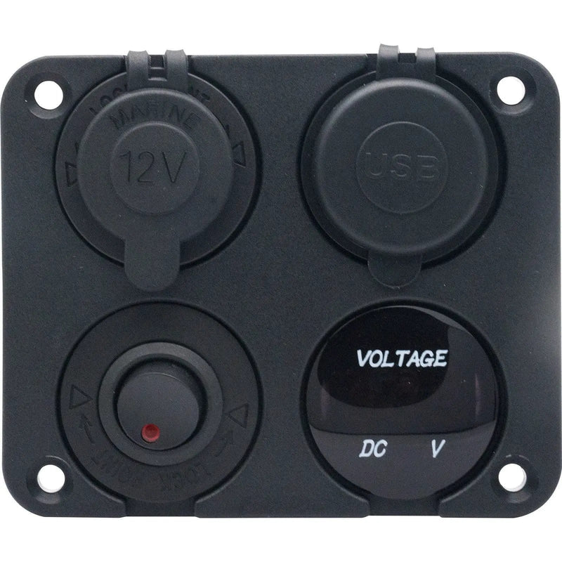 4 Way DC 12V to 24V Car Lighter Socket with Dual USB Charger and Voltmeter – view 3