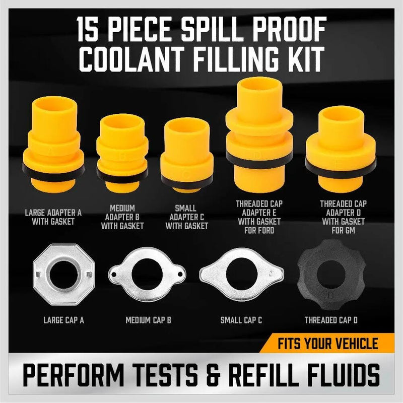 15-Piece Car Radiator Coolant Refill Funnel Kit Spill Proof Cooling System Tool – view 5