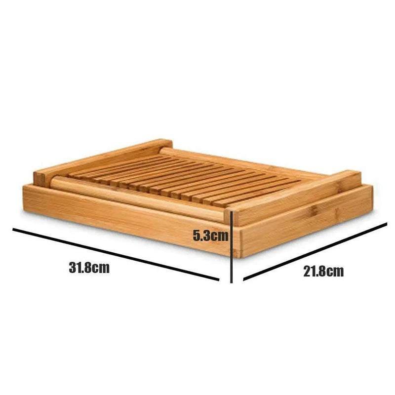 salelink.co.nz Unbranded Bamboo Bread Slicer Loaf Cutting Board Bamboo Bread Slicer Cutting Board With Crumb Tray