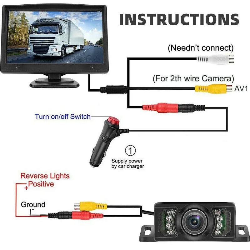Wireless 5" Monitor Reverse Camera Rear View Parking – view 4