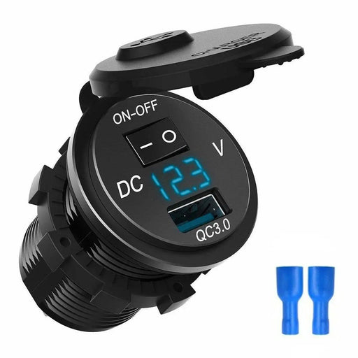 12V/24V QC 3.0 USB Fast Charger Socket Outlet On&amp;Off Switch For Car Motorcycle – view 1