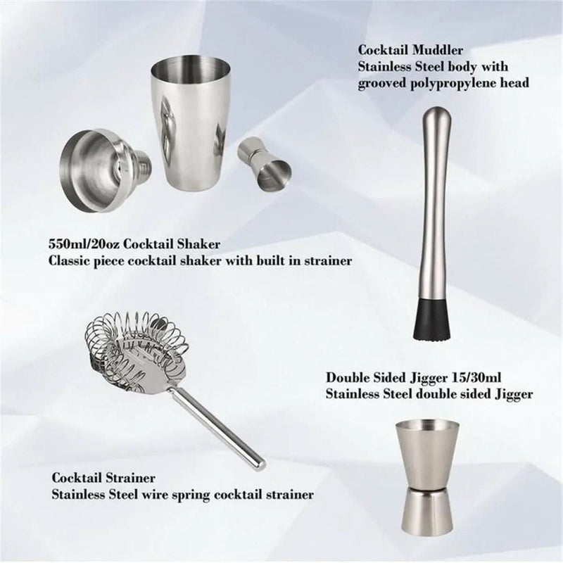 14 Piece Cocktail Shaker Set With 750ml Shaker And Bar Tools Rack – view 5