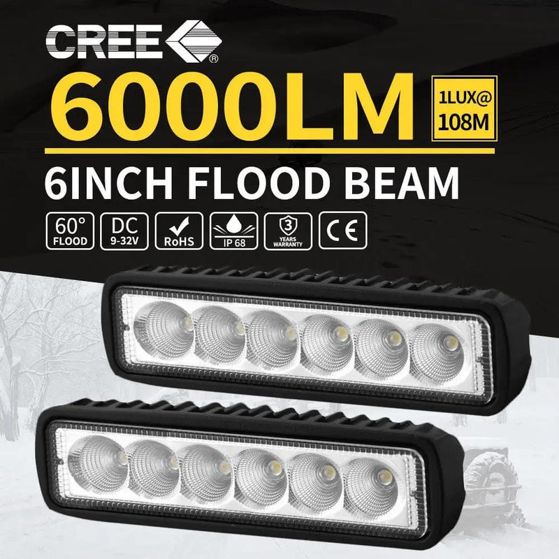2x 6inch 30W LED Work Driving Light Bar Flood beam Lamp – view 2