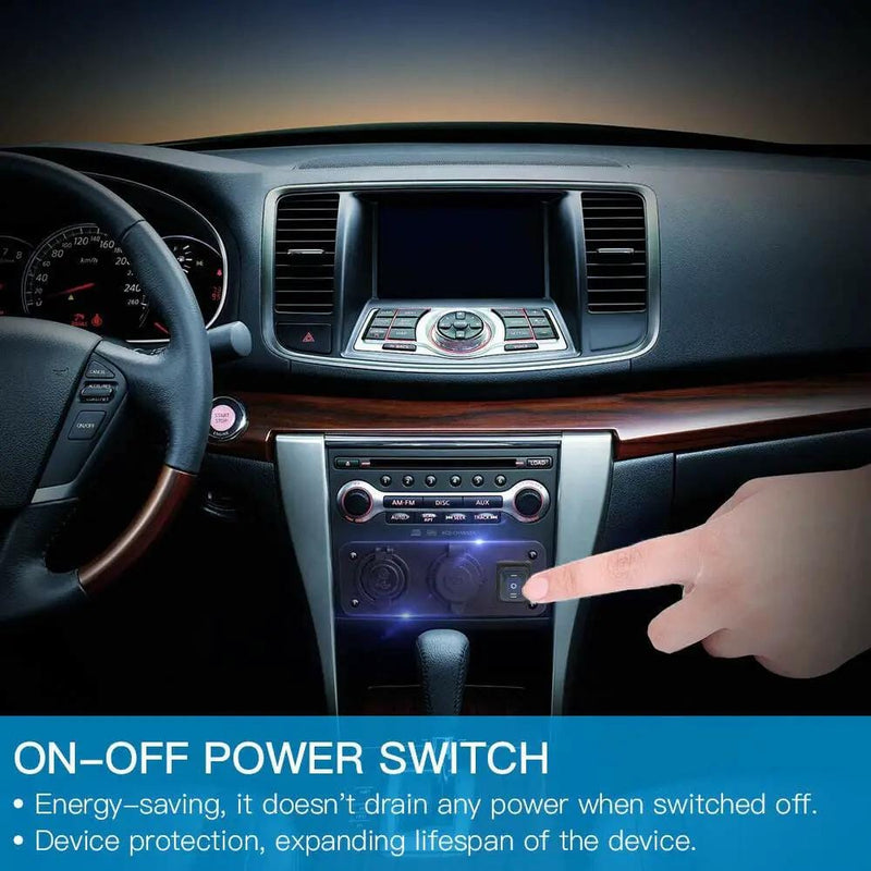 Four Function Toggle Switch Panel for Car RV Truck USB Charger Blue – view 3