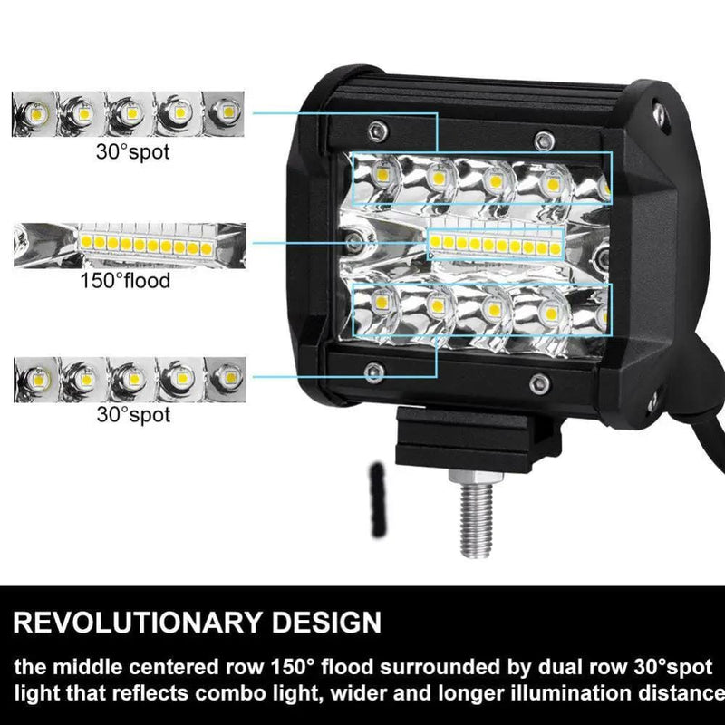 2x 4inch CREE LED Work Light Bar Spot Flood OffRoad Driving Reverse 4x4 Ford – view 3