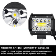 2x 4inch CREE LED Work Light Bar Spot Flood OffRoad Driving Reverse 4x4 Ford – view 4