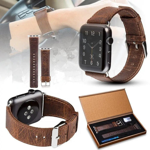 42mm 44mm 45mm 46mm(Series 10) 49mm Genuine Leather Wrist Band Strap For Apple Watch – view 2