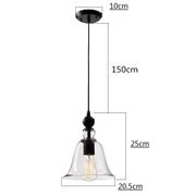 Clear Glass Bell Pendant Light With Edison Bulb Ceiling Lamp – view 4
