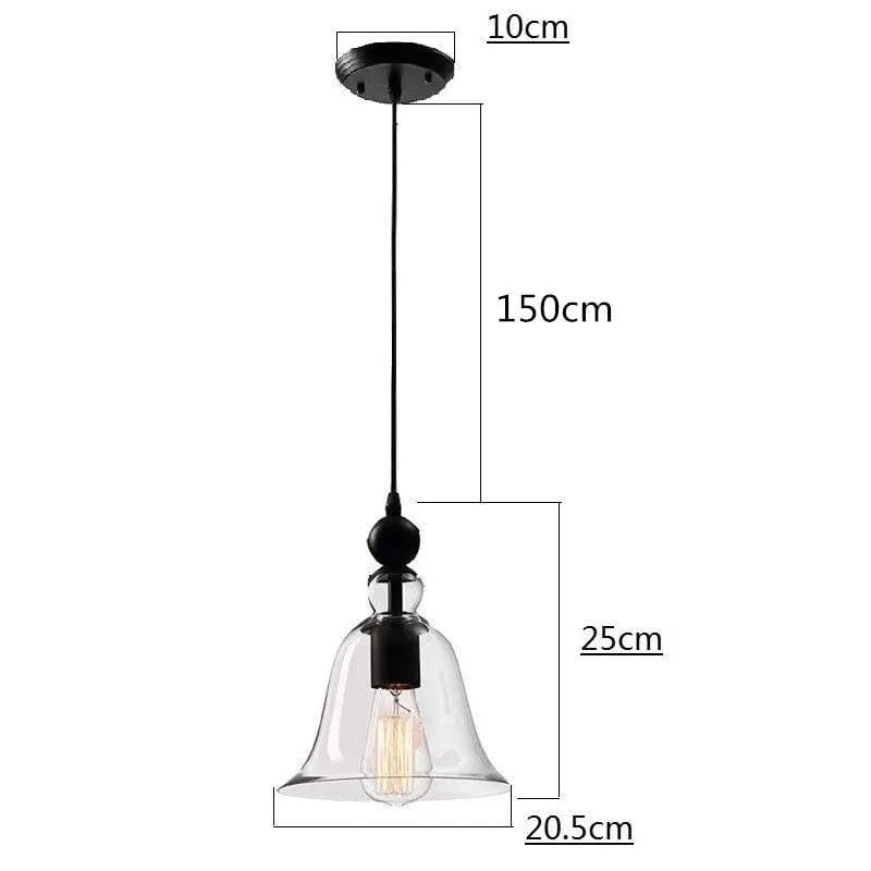 Clear Glass Bell Pendant Light With Edison Bulb Ceiling Lamp – view 4