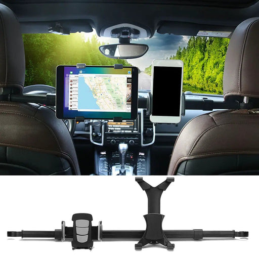 Car Seat Headrest Phone Holder Dual Mount For iPad Tablet – view 1