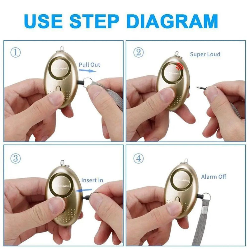Silver 140dB Personal Alarm Keychain Safety LED Torch Light – view 3