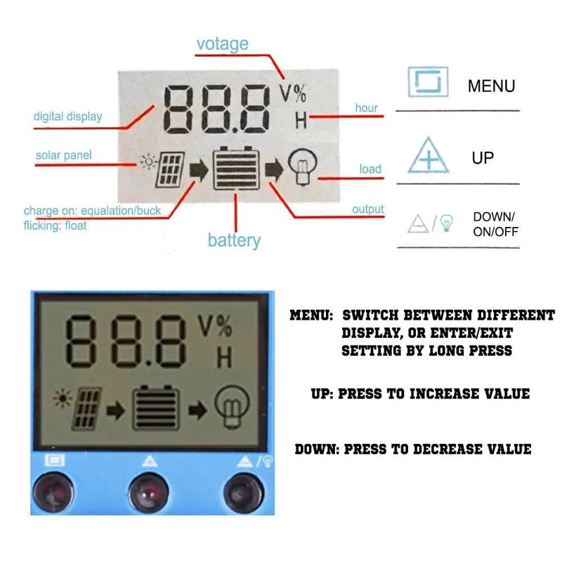 30A 12V/24V LCD DISPLAY PWM SOLAR PANEL REGULATOR CHARGE CONTROLLER & TIMER – view 3