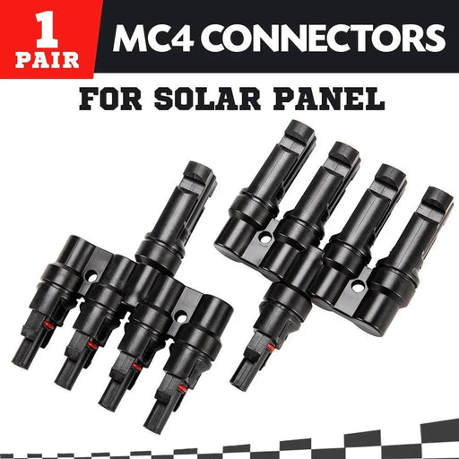 1 Pair MC4 4 to 1 T-Branch M/F Connectors for Solar Panel Cable Combiner IP67 PV – view 2