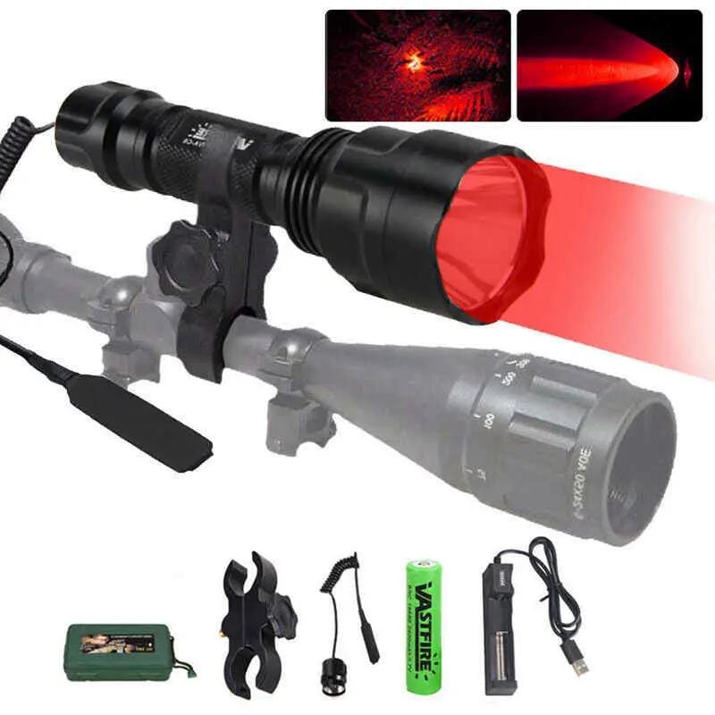 Tactical Red Flashlight Hunting Torch Light Camping Lamp Scope – view 1