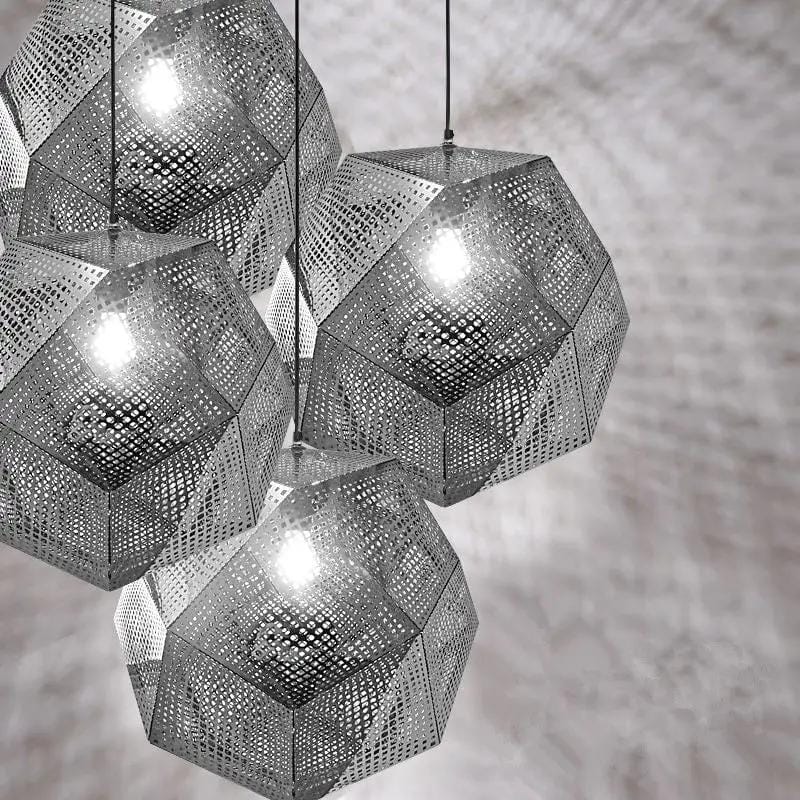 Metal Pendant Light Geometric Silver Lamp Shade Hanging – view 2
