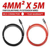 2x 5m Solar Panels Extension Cable MC4 Connector Black & Red PV Wires 4mm2 – view 2