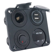 4 Way DC 12V to 24V Car Lighter Socket with Dual USB Charger and Voltmeter – view 2