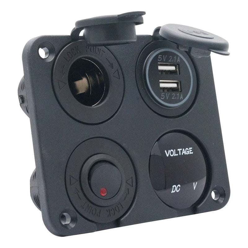 4 Way DC 12V to 24V Car Lighter Socket with Dual USB Charger and Voltmeter – view 2