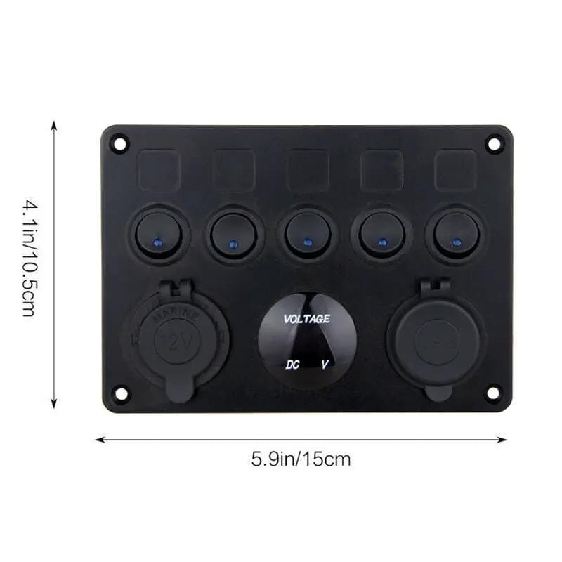 5 Gang ON-OFF Toggle Switch Control Panel 2 USB Charger 12V for Car – view 5