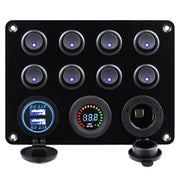 salelink.co.nz Unbranded 8 Gang Car Auto LED Rocker Switch Panel 8 Gang Car LED Rocker Panel With USB Charger 12V Meter