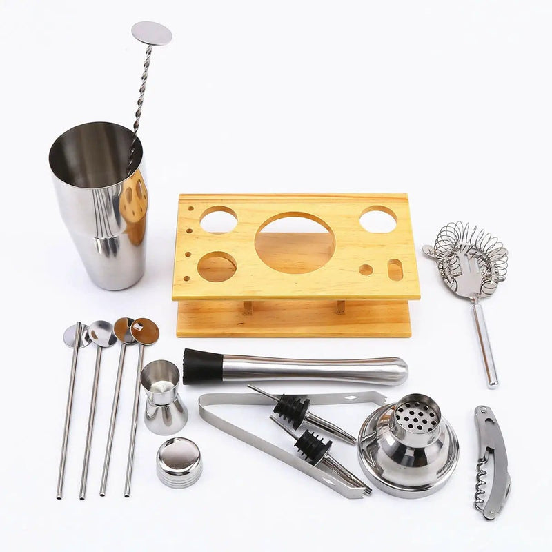 14 Piece Cocktail Shaker Set With 750ml Shaker And Bar Tools Rack – view 3