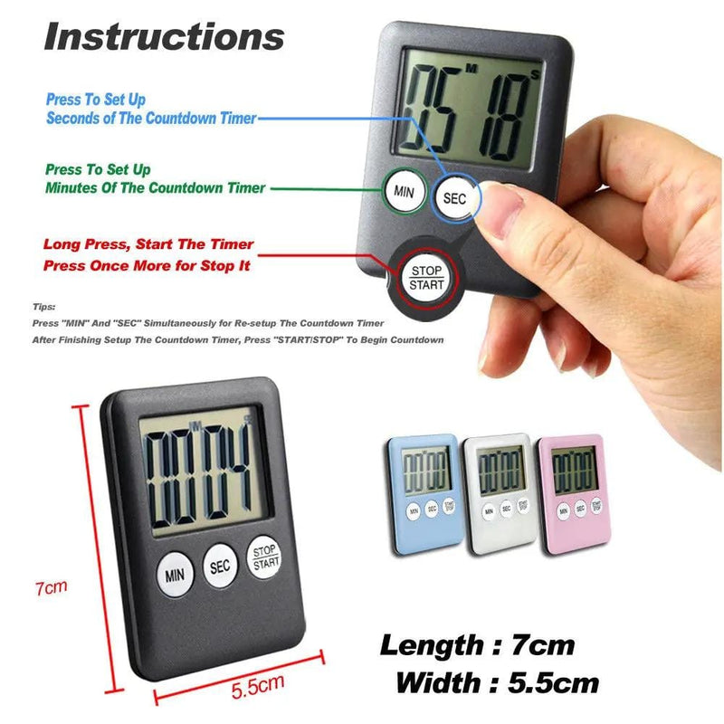 BLUE Magnetic Kitchen LCD Digital Timer – view 3