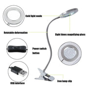 salelink.co.nz Unbranded 8X Magnifying Lamp Desk Table Magnifier Light 8X Magnifying Ring Light Desk Lamp With Clip 10W LED