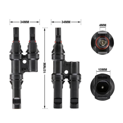 2 To 1 T Branch Cable Connectors Solar Panel PV Connector Male and Female – view 2