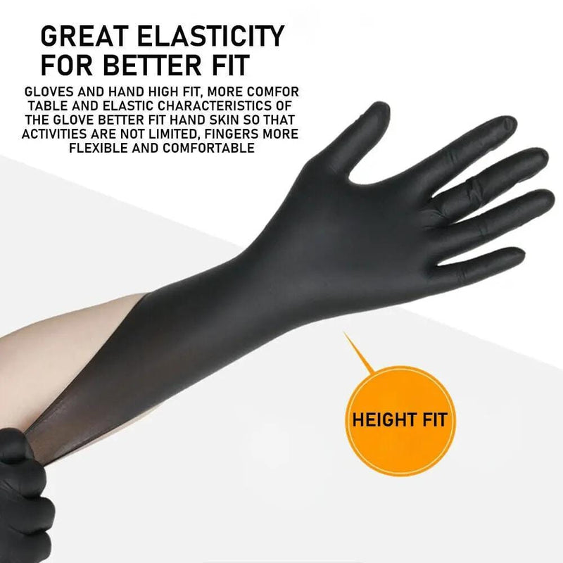 100x Disposable Nitrile Gloves Latex Powder Free Black Medium – view 2