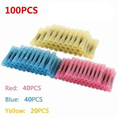 100 Pieces Heat Shrink Butt Wire Connectors Kit Insulated Waterproof Terminals – view 3