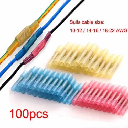 100 Pieces Heat Shrink Butt Wire Connectors Kit Insulated Waterproof Terminals – view 2