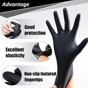 100x Disposable Nitrile Gloves Latex Powder Free Black Medium – view 4