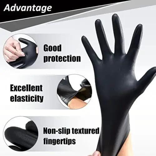 100x Disposable Nitrile Gloves Latex Powder Free Black Medium – view 4