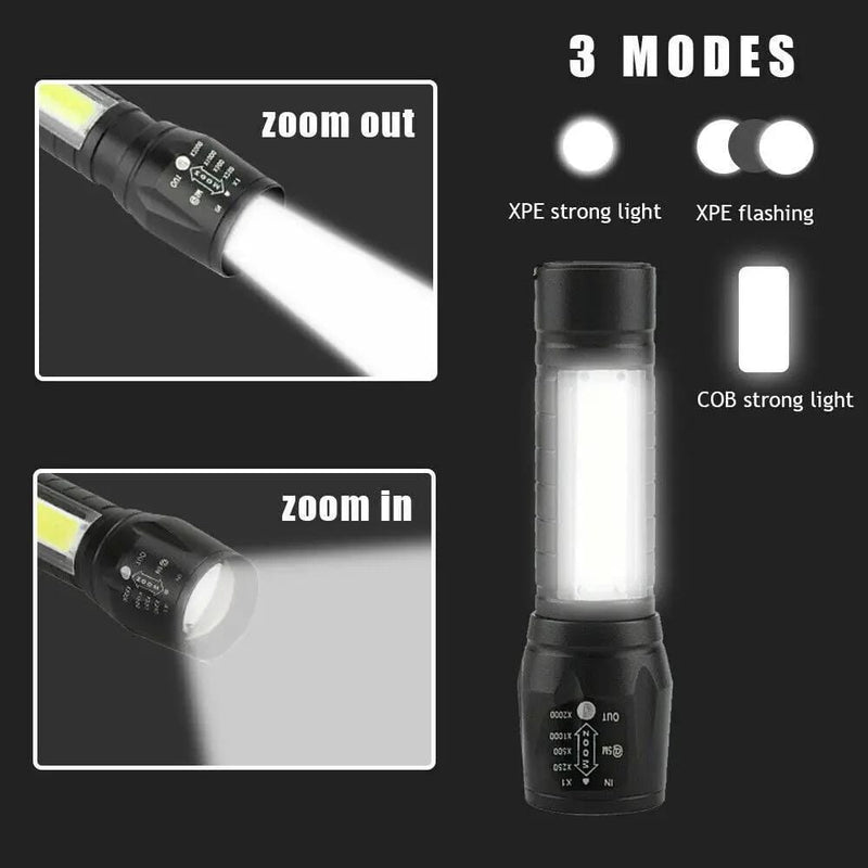 salelink.co.nz Unbranded COB LED Mini Flashlight Torch Zoom COB LED Mini Flashlight Torch Zoom | Action Outdoors NZ