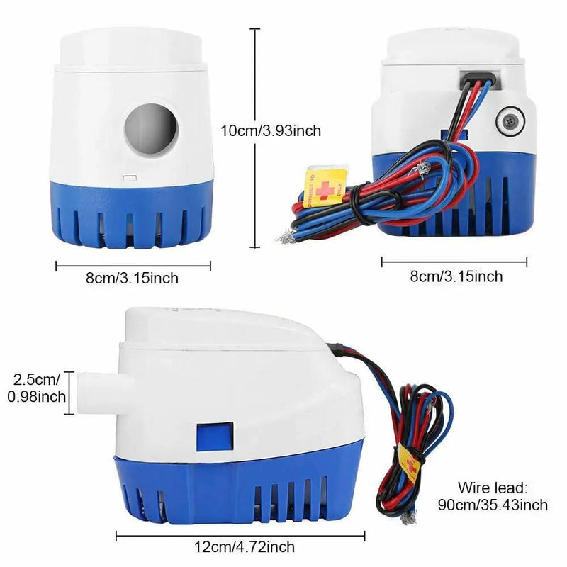 12V Bilge Pump Boat Automatic 1100GPH Submersible – view 2