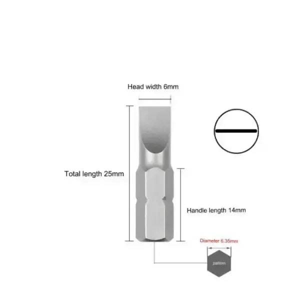 S2 Steel Slotted Screwdriver Bits Set – 1/4" Shank (6 different types available) – view 4