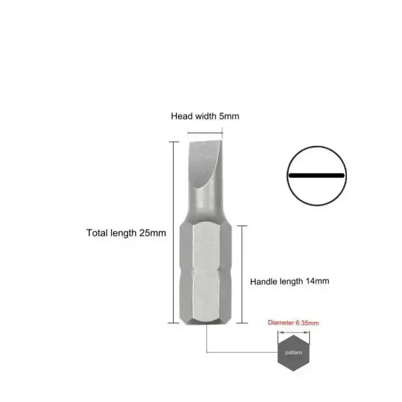 S2 Steel Slotted Screwdriver Bits Set – 1/4" Shank (6 different types available) – view 5