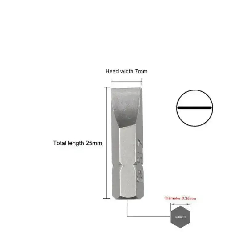 S2 Steel Slotted Screwdriver Bits Set – 1/4" Shank (6 different types available) – view 6