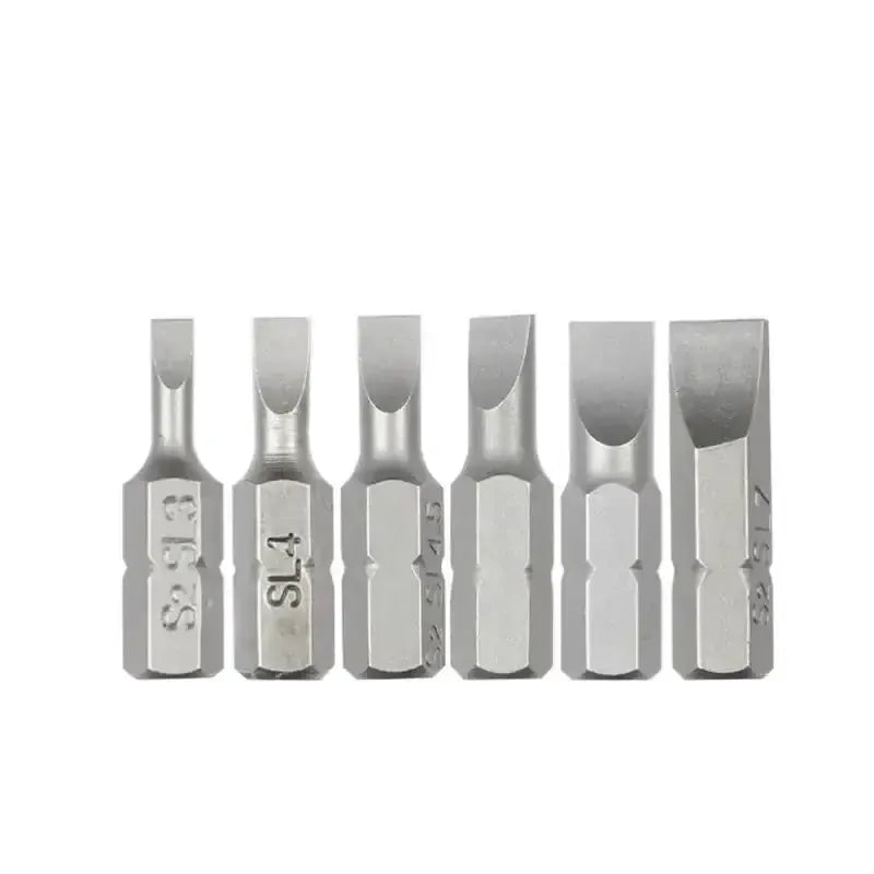S2 Steel Slotted Screwdriver Bits Set – 1/4" Shank (6 different types available) – view 1