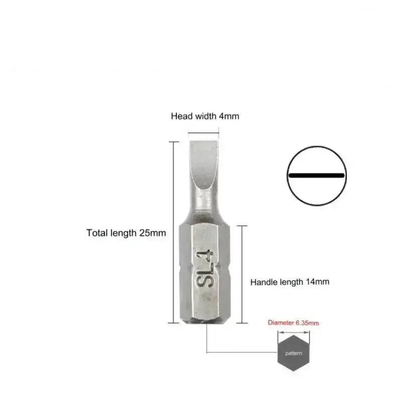 S2 Steel Slotted Screwdriver Bits Set – 1/4" Shank (6 different types available) – view 2